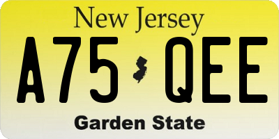 NJ license plate A75QEE