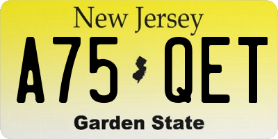 NJ license plate A75QET