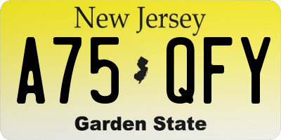 NJ license plate A75QFY