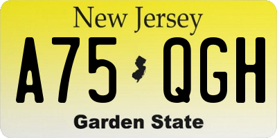 NJ license plate A75QGH