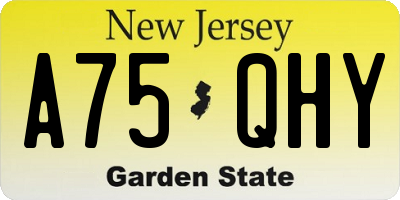 NJ license plate A75QHY