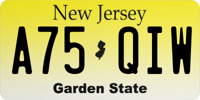 NJ license plate A75QIW