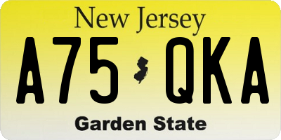 NJ license plate A75QKA