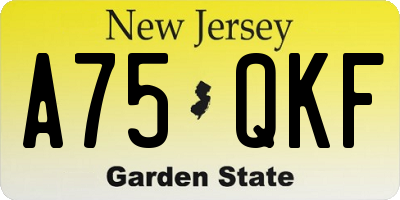 NJ license plate A75QKF