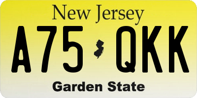 NJ license plate A75QKK