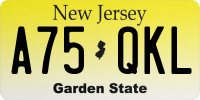 NJ license plate A75QKL