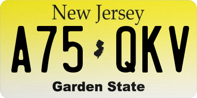 NJ license plate A75QKV