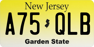 NJ license plate A75QLB