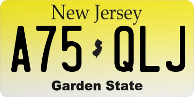 NJ license plate A75QLJ