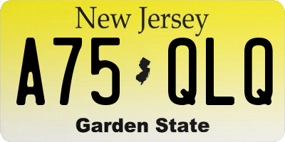 NJ license plate A75QLQ