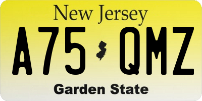 NJ license plate A75QMZ