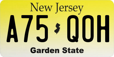 NJ license plate A75QOH