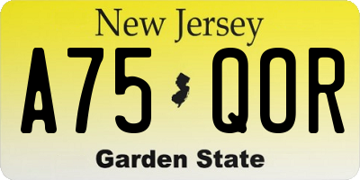 NJ license plate A75QOR