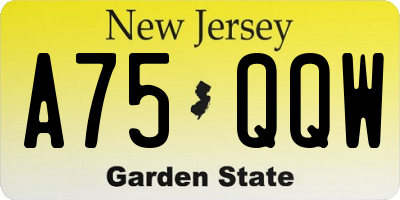 NJ license plate A75QQW