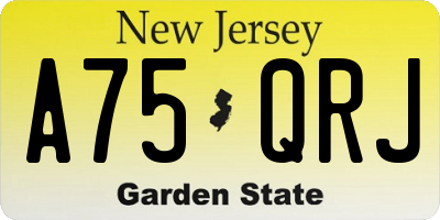 NJ license plate A75QRJ