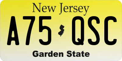 NJ license plate A75QSC