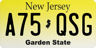 NJ license plate A75QSG
