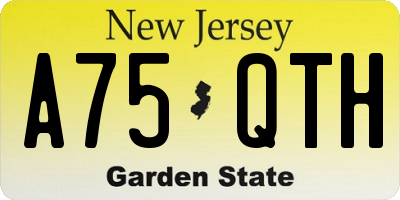 NJ license plate A75QTH