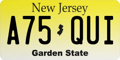 NJ license plate A75QUI