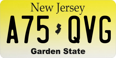 NJ license plate A75QVG