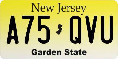 NJ license plate A75QVU