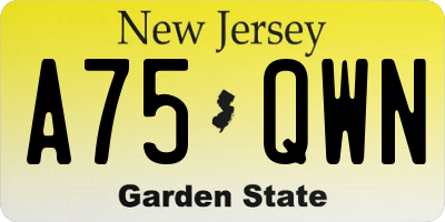 NJ license plate A75QWN