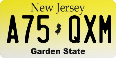 NJ license plate A75QXM