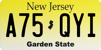 NJ license plate A75QYI