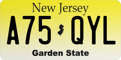 NJ license plate A75QYL