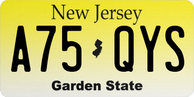 NJ license plate A75QYS