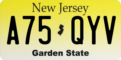 NJ license plate A75QYV