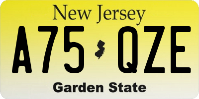 NJ license plate A75QZE