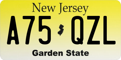 NJ license plate A75QZL