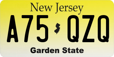 NJ license plate A75QZQ