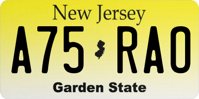 NJ license plate A75RAO