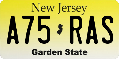 NJ license plate A75RAS