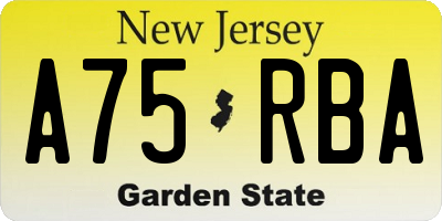 NJ license plate A75RBA