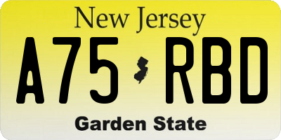 NJ license plate A75RBD