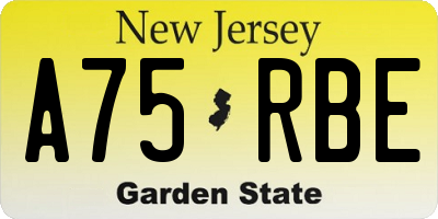 NJ license plate A75RBE