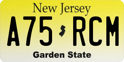 NJ license plate A75RCM