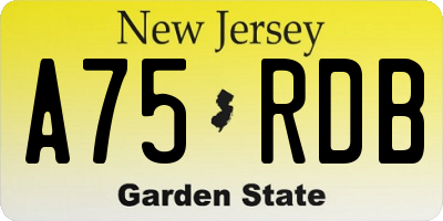 NJ license plate A75RDB