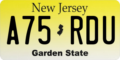 NJ license plate A75RDU