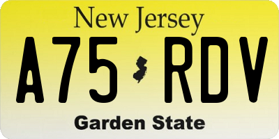 NJ license plate A75RDV