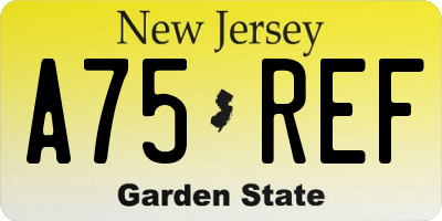 NJ license plate A75REF