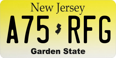 NJ license plate A75RFG