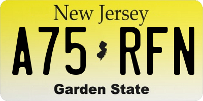 NJ license plate A75RFN