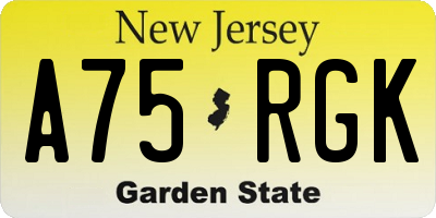 NJ license plate A75RGK