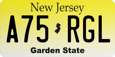 NJ license plate A75RGL