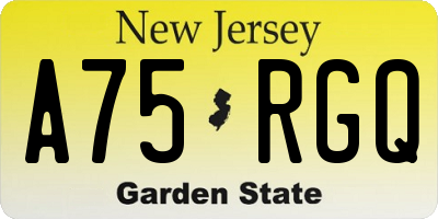 NJ license plate A75RGQ