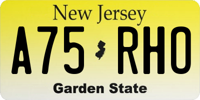 NJ license plate A75RHO